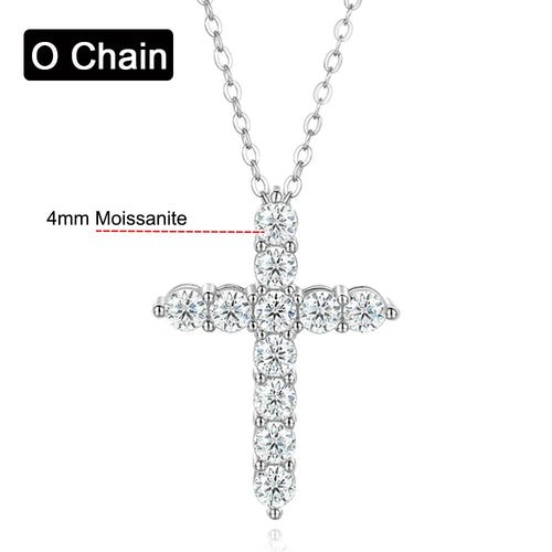 3.0mm 4mm Moissanite Necklace 925 Sterling Silver Cross - Getmgirlzworld Shop