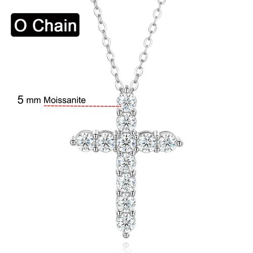 3.0mm 4mm Moissanite Necklace 925 Sterling Silver Cross - Getmgirlzworld Shop