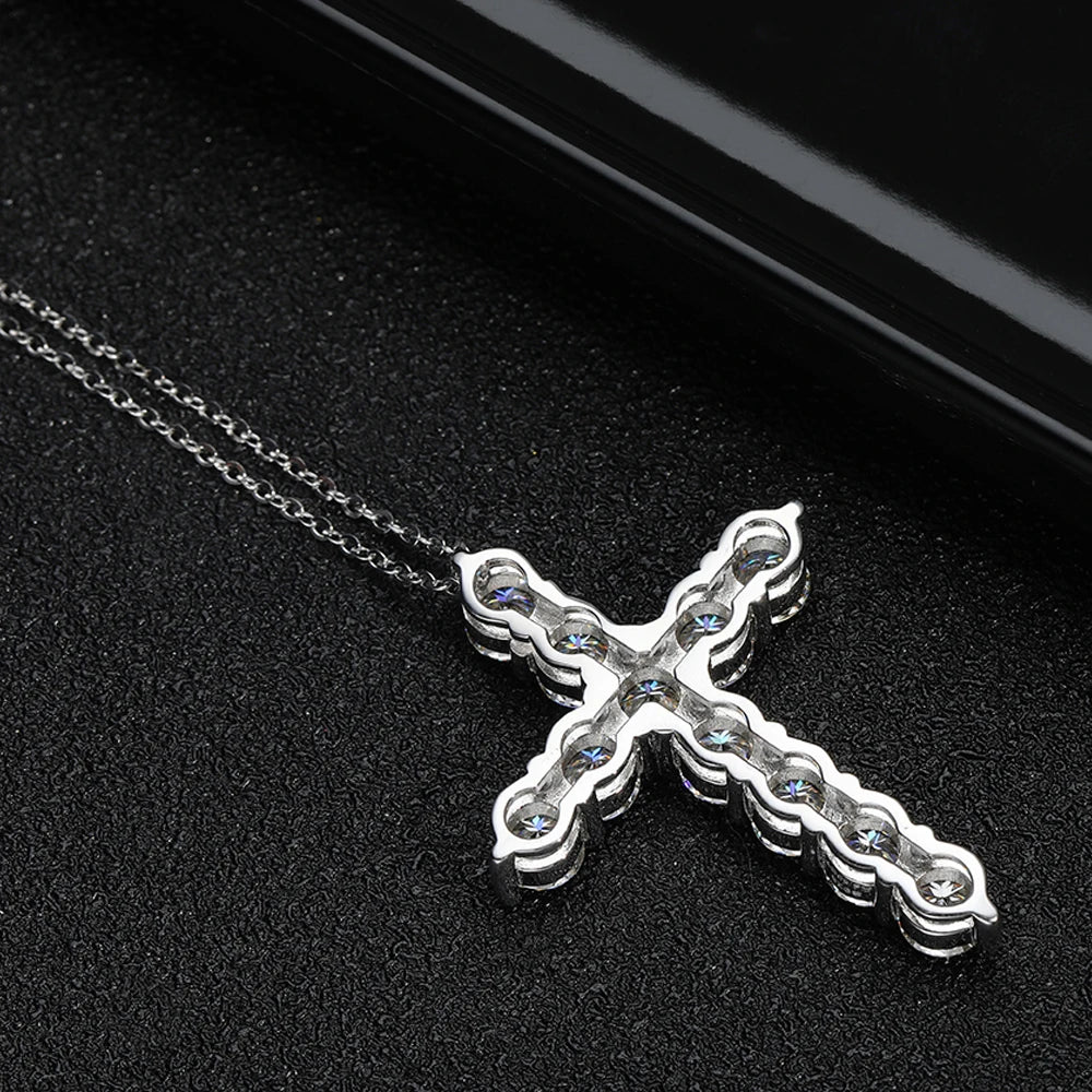 3.0mm 4mm Moissanite Necklace 925 Sterling Silver Cross - Getmgirlzworld Shop