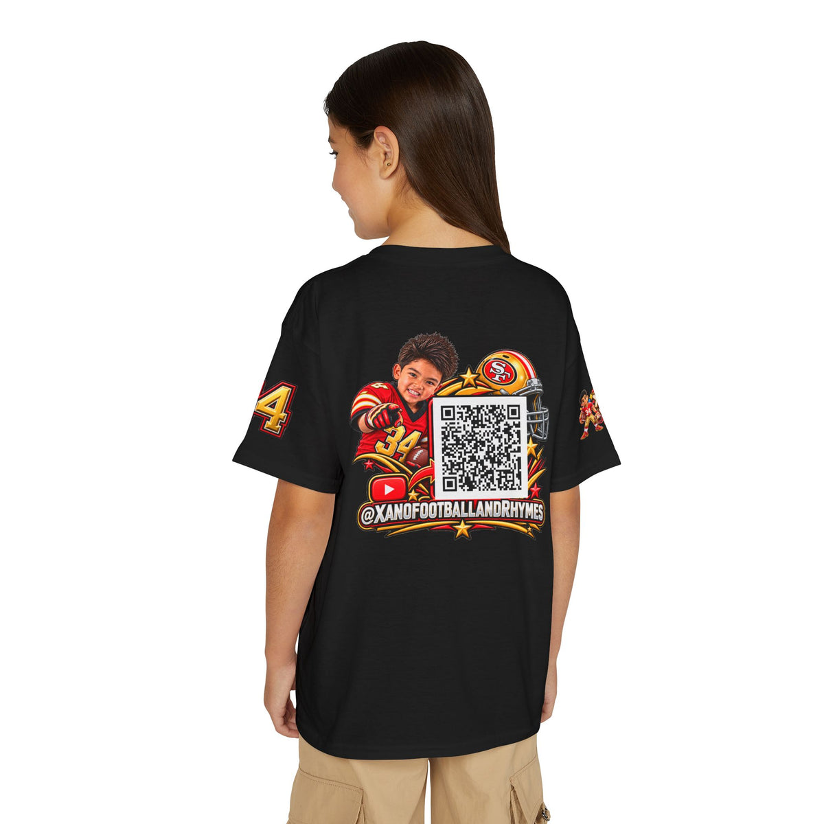 Youth Football Kid's T Shirt — "Xano #34: Heart of a Champion" Kids Tee