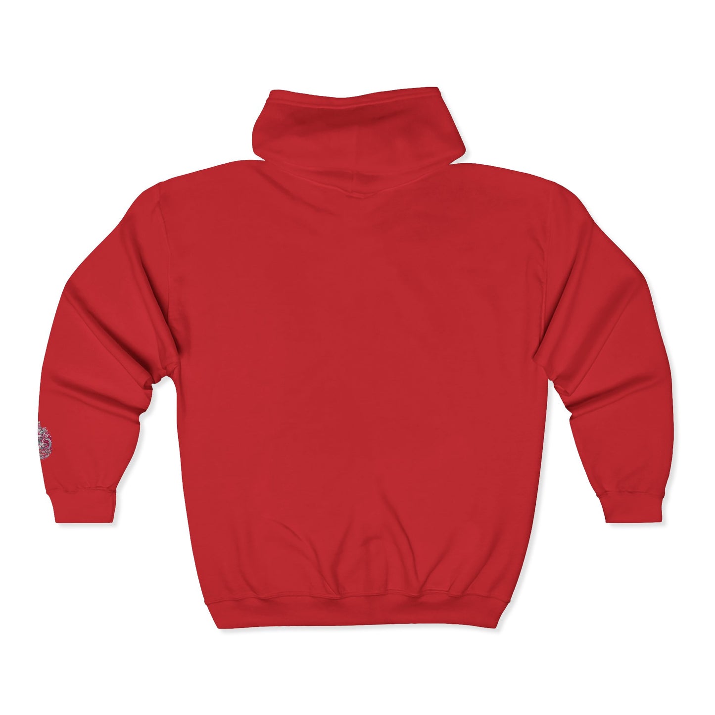 Zip Hoodie with Pink Floral Mandala Chest Design