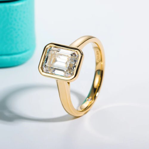 3ct Emerald Cut D Color Moissanite Engagement Ring Yellow Color 925 Sterling Silver Rings For Women Jewelry - Getmgirlzworld Shop