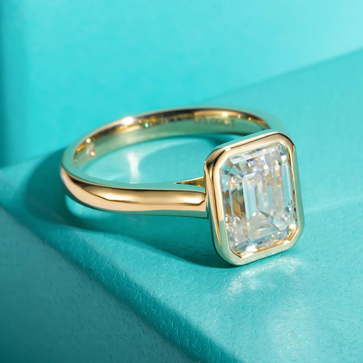 3ct Emerald Cut D Color Moissanite Engagement Ring Yellow Color 925 Sterling Silver Rings For Women Jewelry - Getmgirlzworld Shop