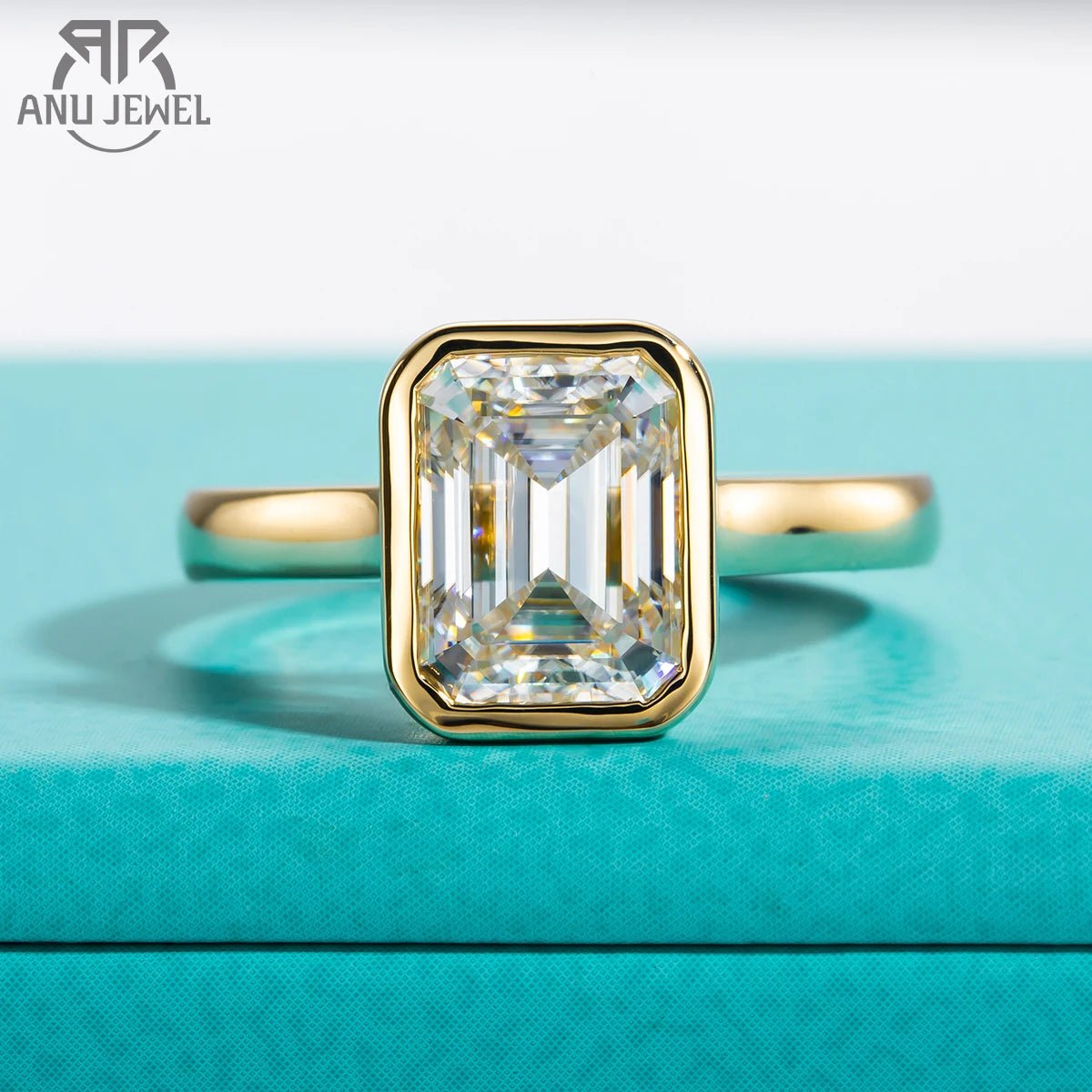 3ct Emerald Cut D Color Moissanite Engagement Ring Yellow Color 925 Sterling Silver Rings For Women Jewelry - Getmgirlzworld Shop
