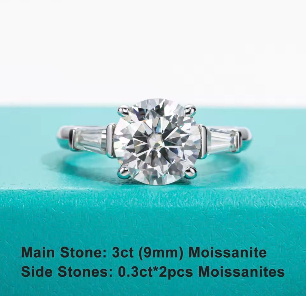 3ct Moissanite Engagement Ring D Color 925 Sterling Silver With Certificate 3-Stone Wedding Rings For Women - Getmgirlzworld Shop