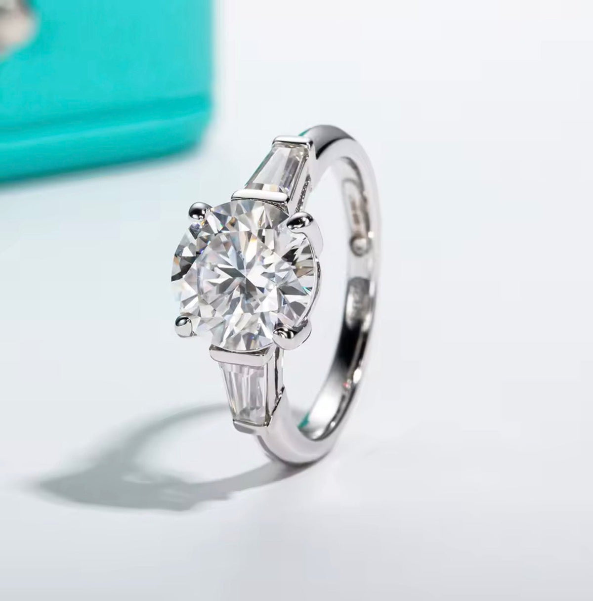 3ct Moissanite Engagement Ring D Color 925 Sterling Silver With Certificate 3-Stone Wedding Rings For Women - Getmgirlzworld Shop