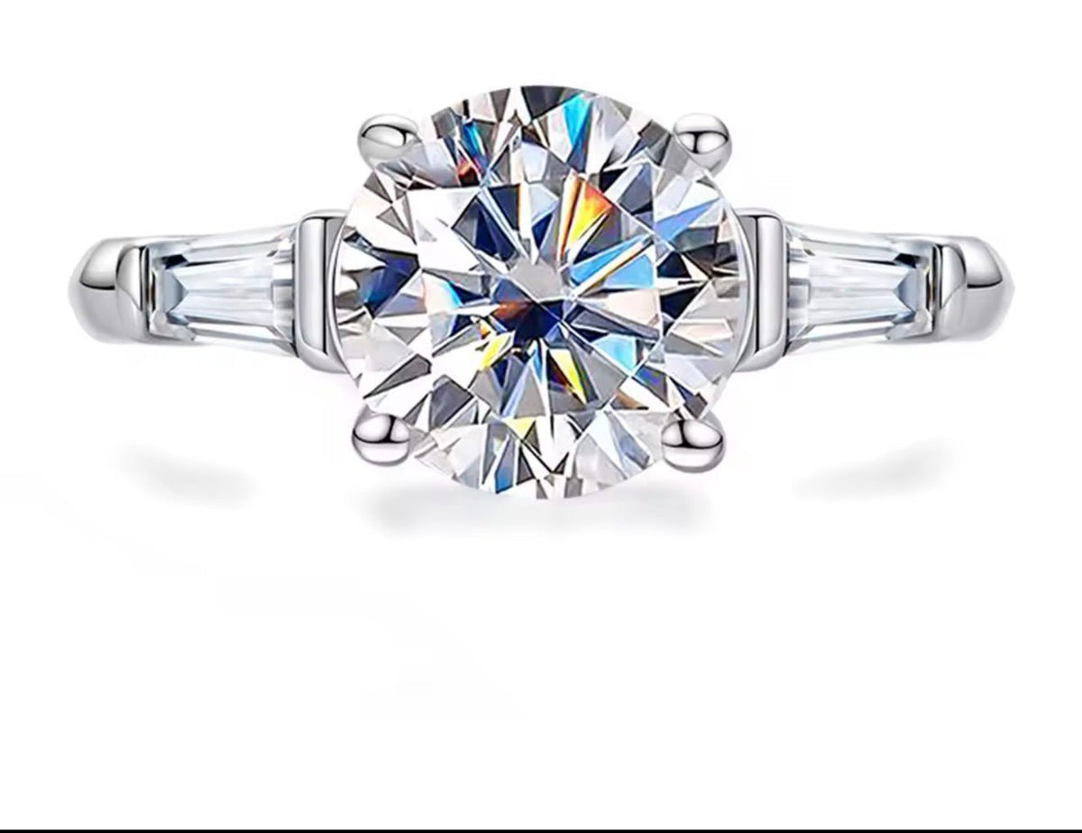 3ct Moissanite Engagement Ring D Color 925 Sterling Silver With Certificate 3-Stone Wedding Rings For Women - Getmgirlzworld Shop