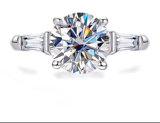 3ct Moissanite Engagement Ring D Color 925 Sterling Silver With Certificate 3-Stone Wedding Rings For Women - Getmgirlzworld Shop