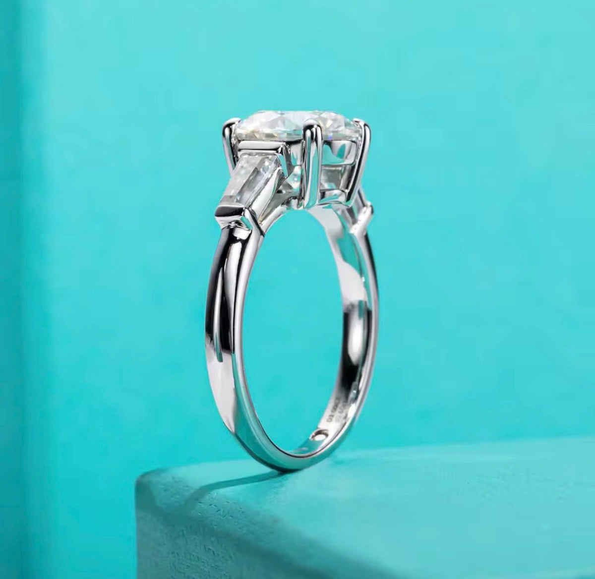 3ct Moissanite Engagement Ring D Color 925 Sterling Silver With Certificate 3-Stone Wedding Rings For Women - Getmgirlzworld Shop