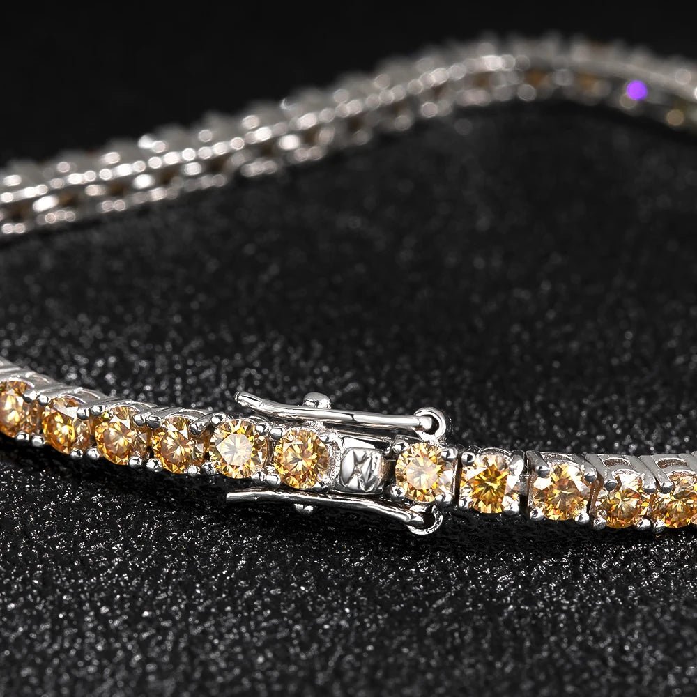 3mm Champagne Real Moissanite Tennis Bracelet Sparkling Full - Getmgirlzworld Shop