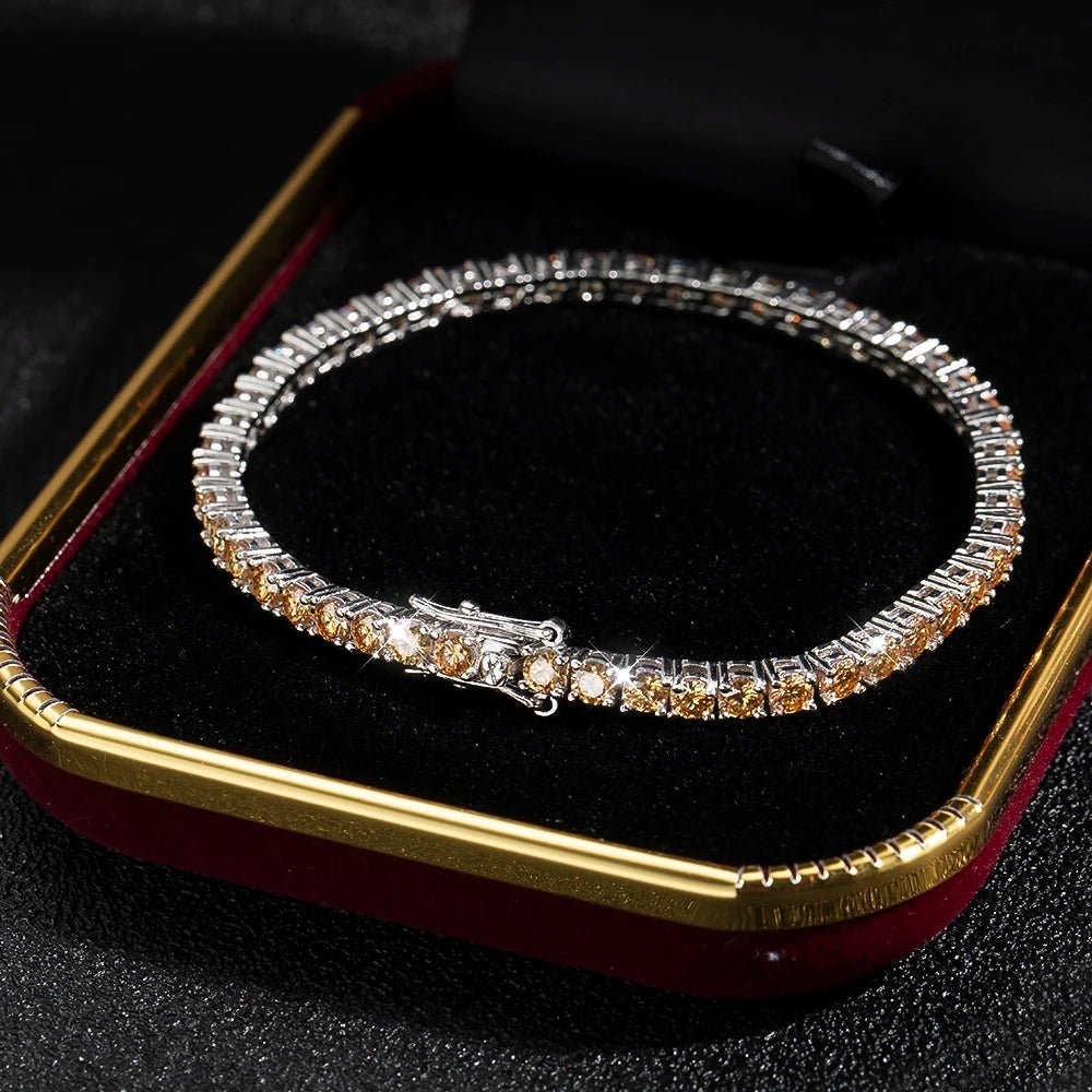 3mm Champagne Real Moissanite Tennis Bracelet Sparkling Full - Getmgirlzworld Shop