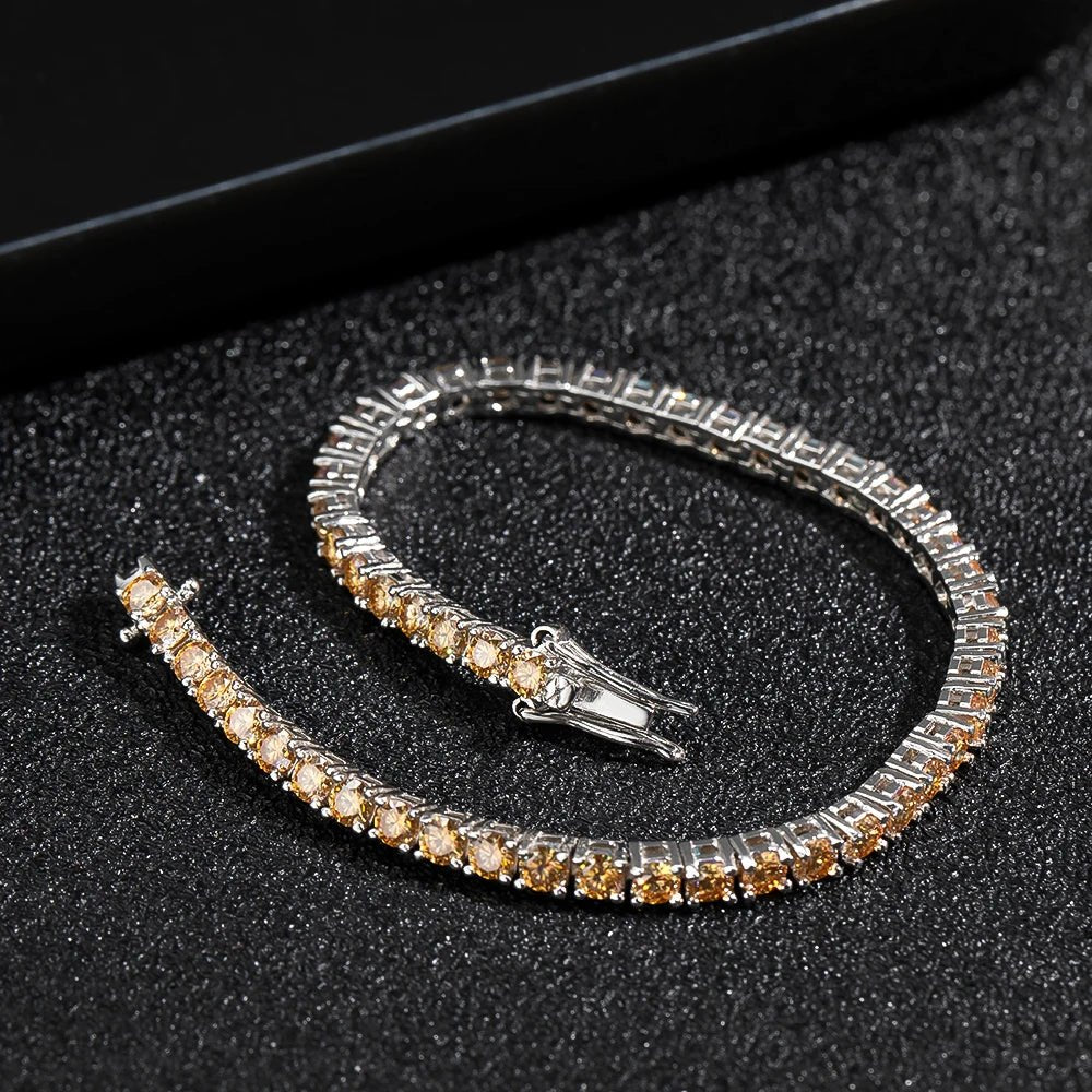 3mm Champagne Real Moissanite Tennis Bracelet Sparkling Full - Getmgirlzworld Shop