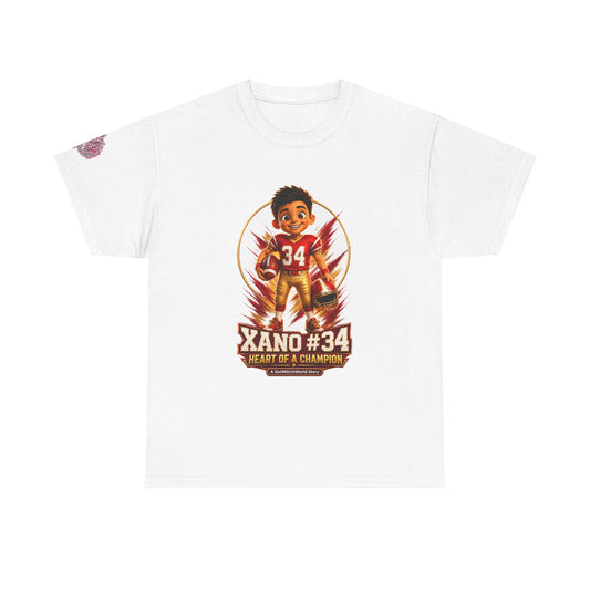 Kid's Football Cartoon  Adult Tee — “Xano #34: Heart of a Champion” Cartoon Jersey