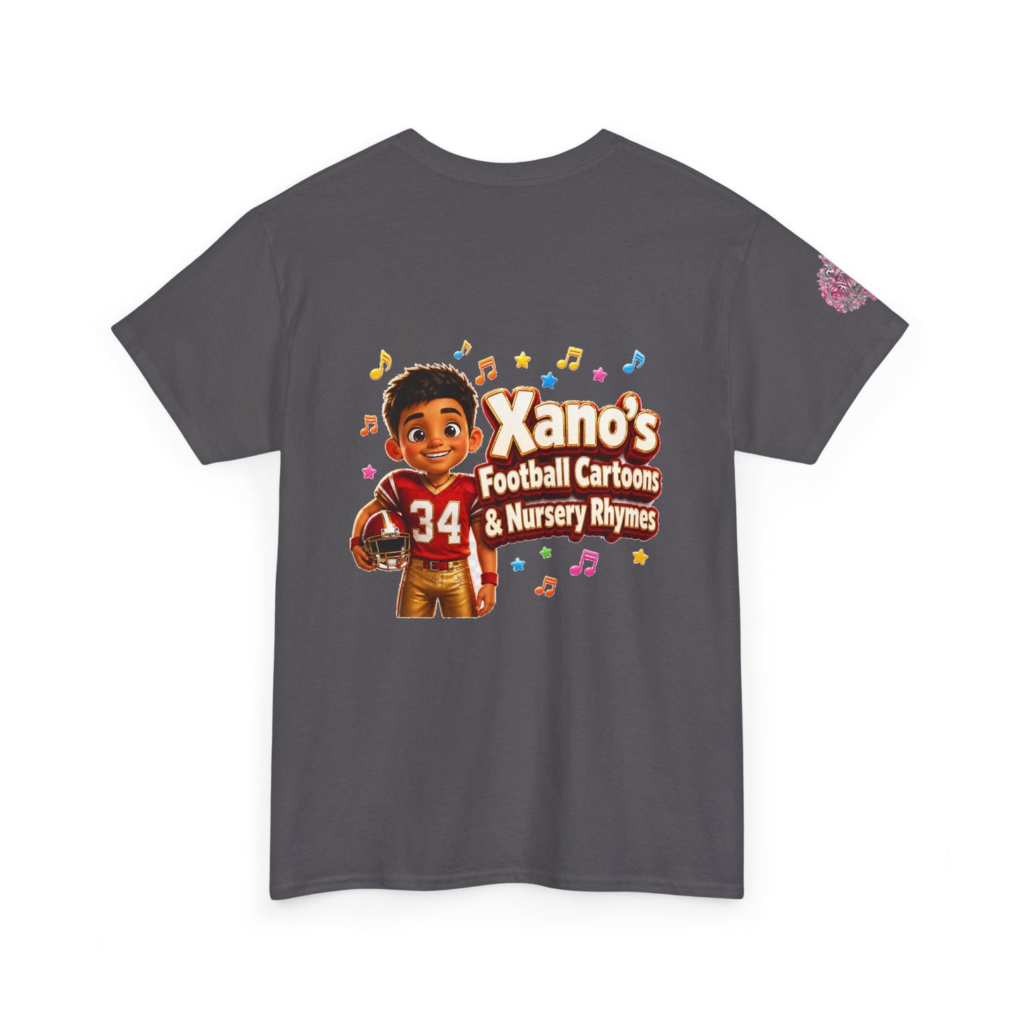 Kids Cartoon Football Tee — “Xano #34: Heart of a Champion” Cartoon Jersey