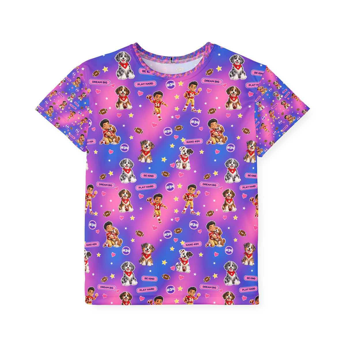 Kids Jersey — Colorful Football and Puppy  All-Over Print Sports Tee