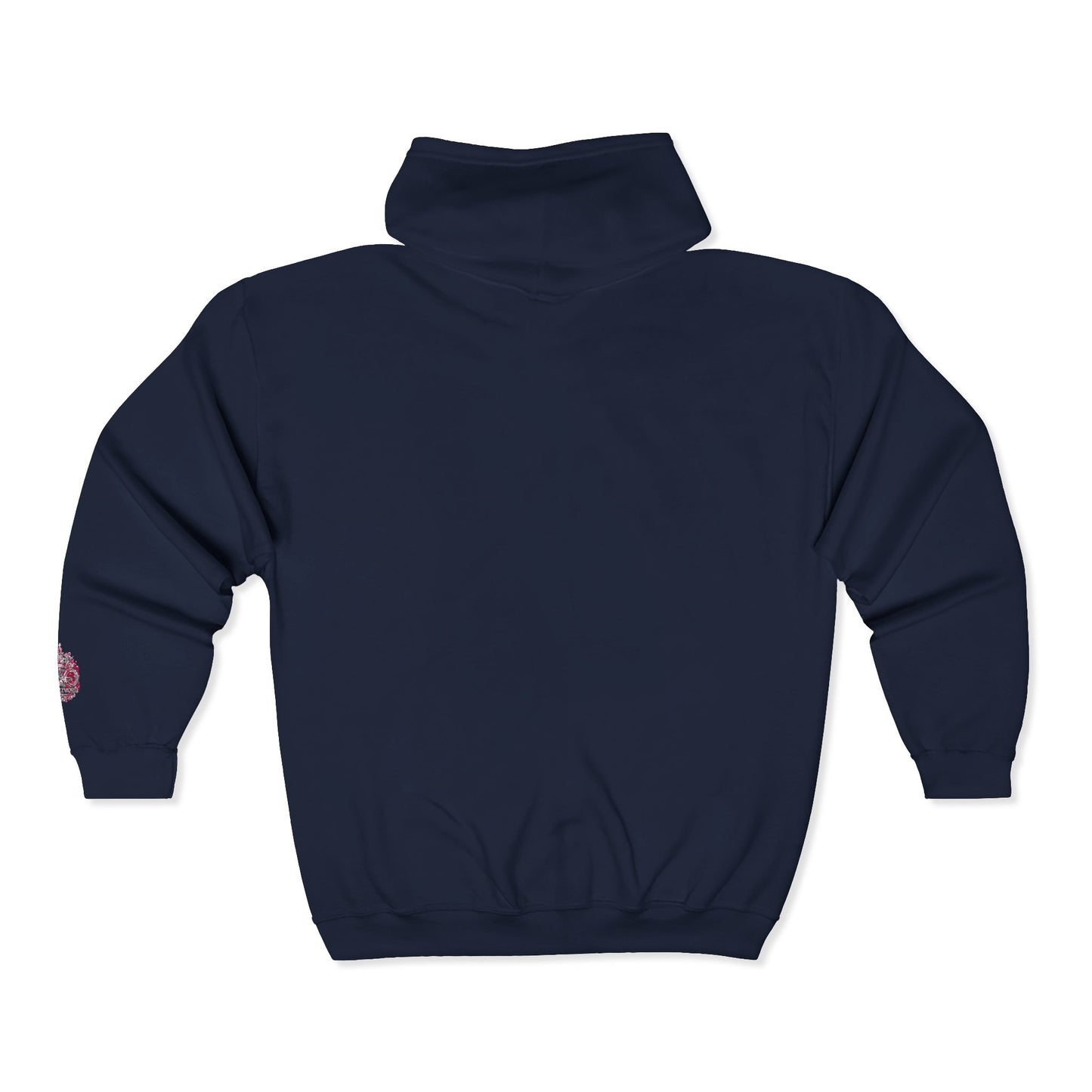 Zip Hoodie with Pink Floral Mandala Chest Design
