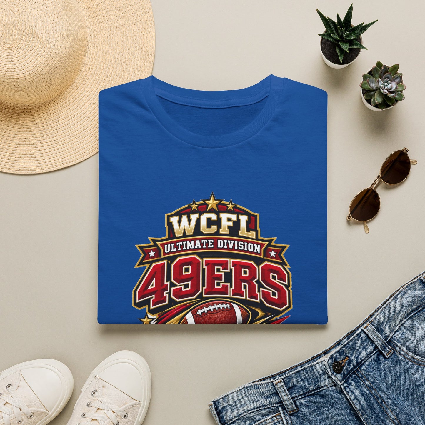 49ers WCFL Football Tee — Ultimate Division Jersey Shirt (Number 34 Xander)