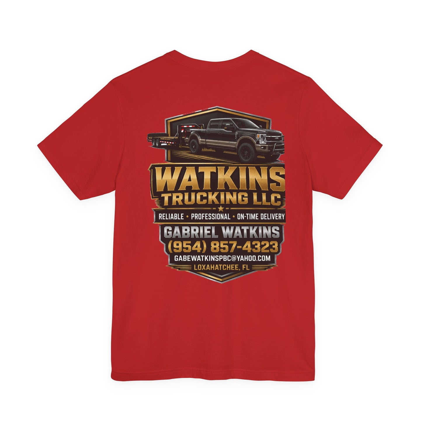 Watkins Trucking LLC Logo T‑Shirt — Gabriel Watkins Contact Graphic Tee