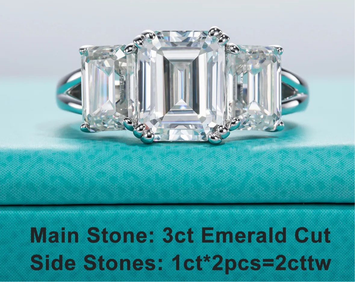 5cttw Emerald D Color Moissanite Engagement Ring 925 Sterling - Getmgirlzworld Shop
