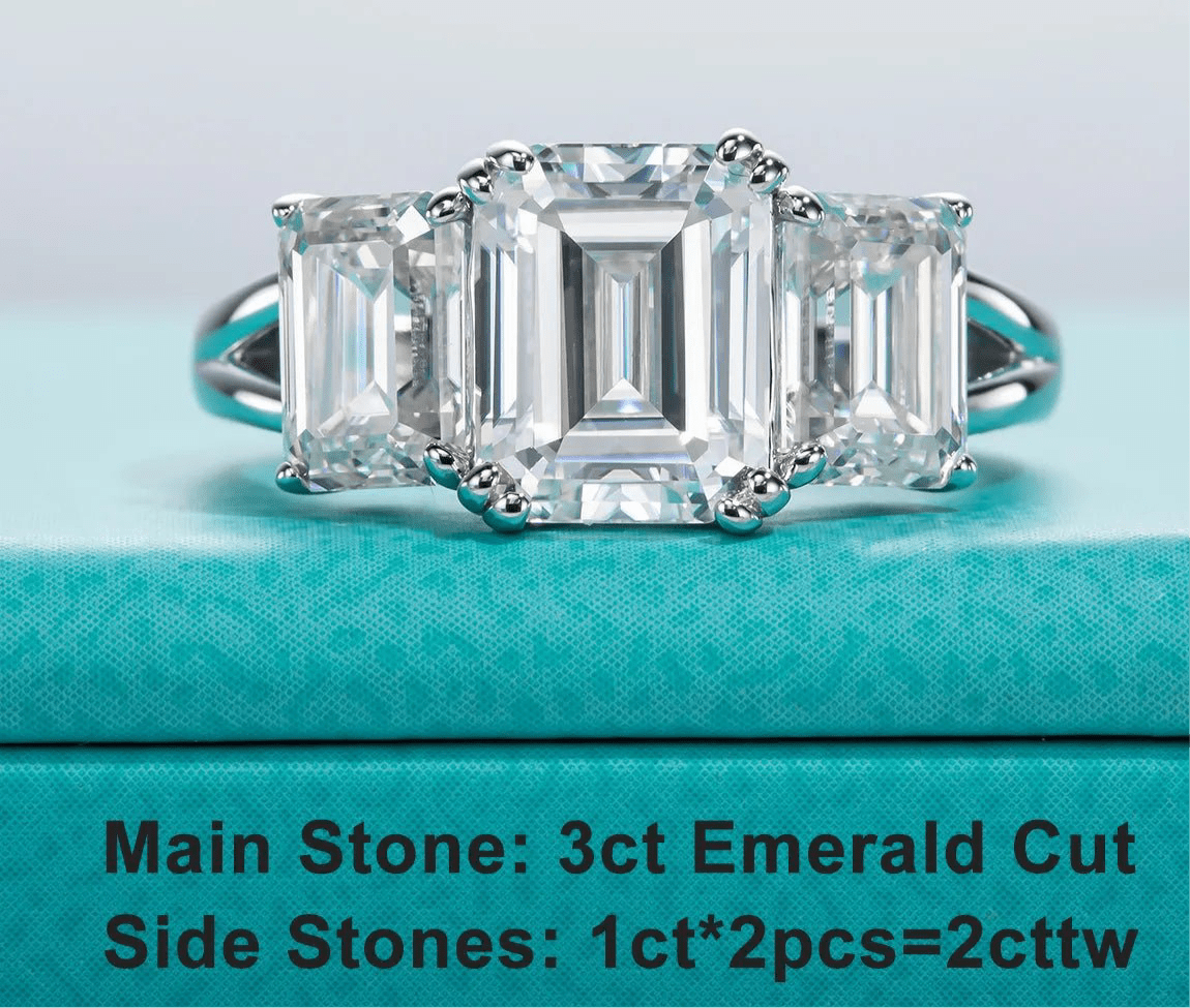 5cttw Emerald D Color Moissanite Engagement Ring 925 Sterling - Getmgirlzworld Shop