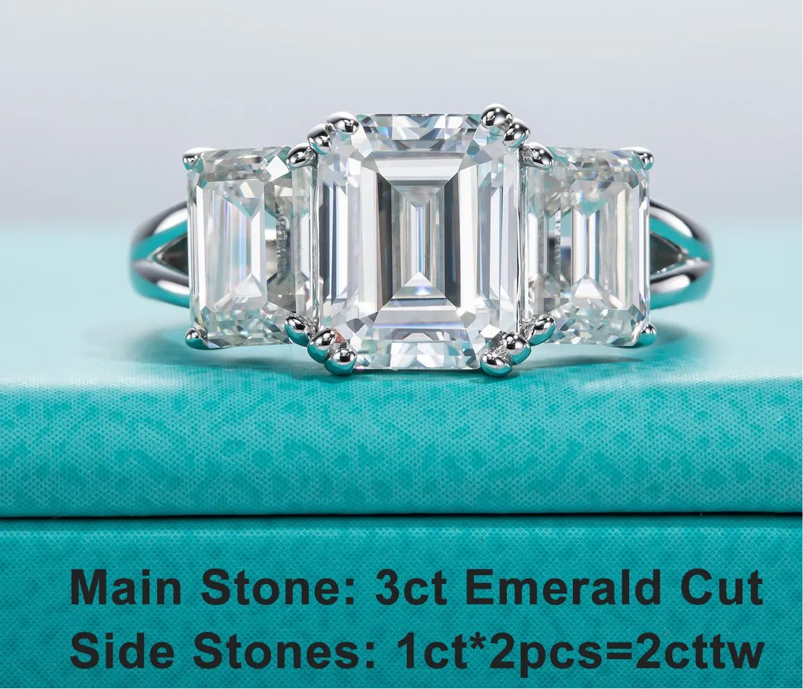 5cttw Emerald D Color Moissanite Engagement Ring 925 Sterling - Getmgirlzworld Shop