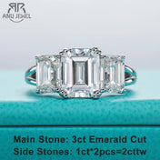 5cttw Emerald D Color Moissanite Engagement Ring 925 Sterling