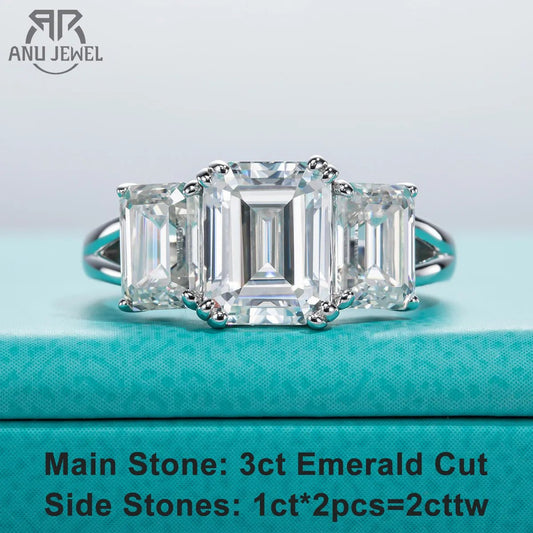 5cttw Emerald D Color Moissanite Engagement Ring 925 Sterling - Getmgirlzworld Shop