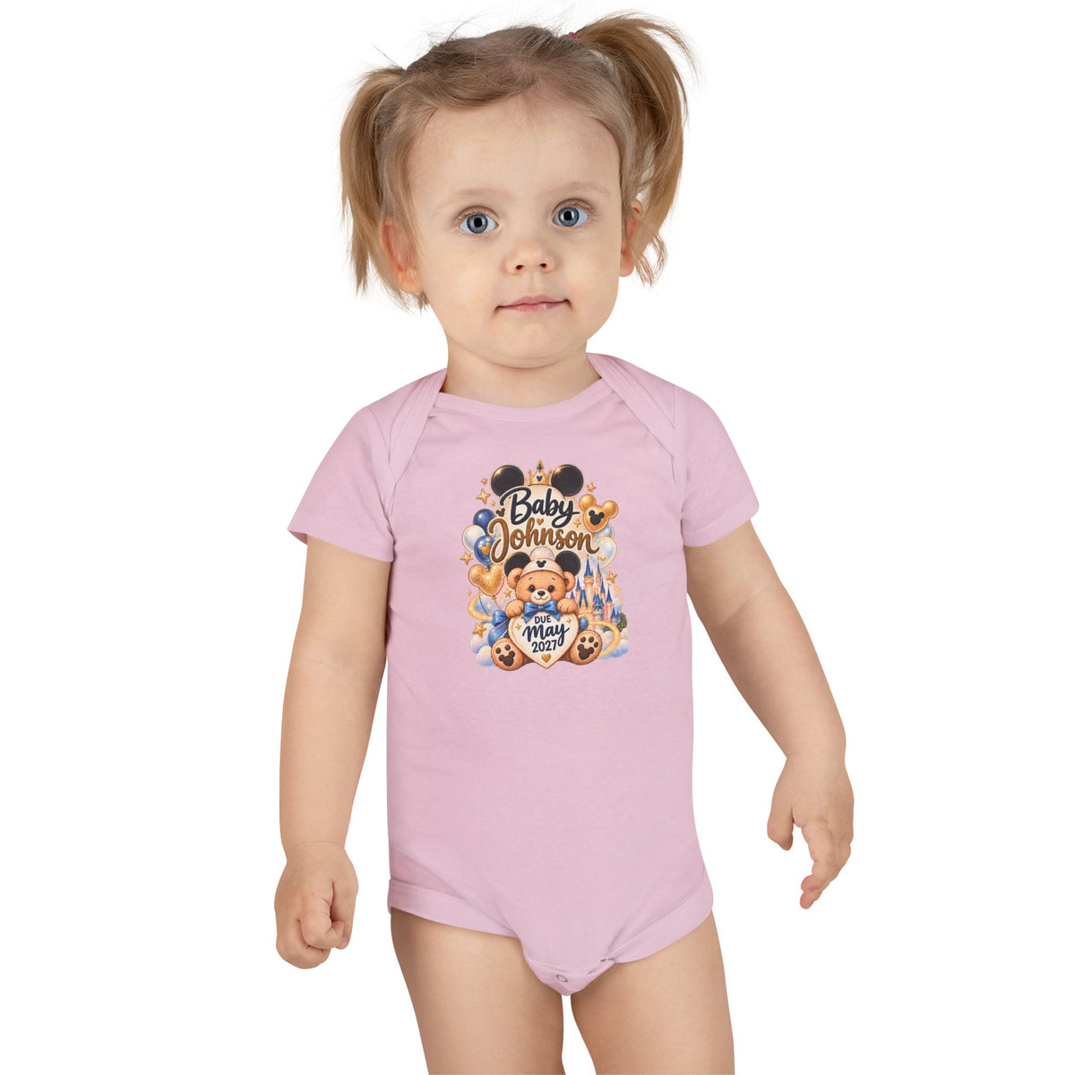 Custom Baby Short Sleeve Onesie – Disney Family Vacation Character Design