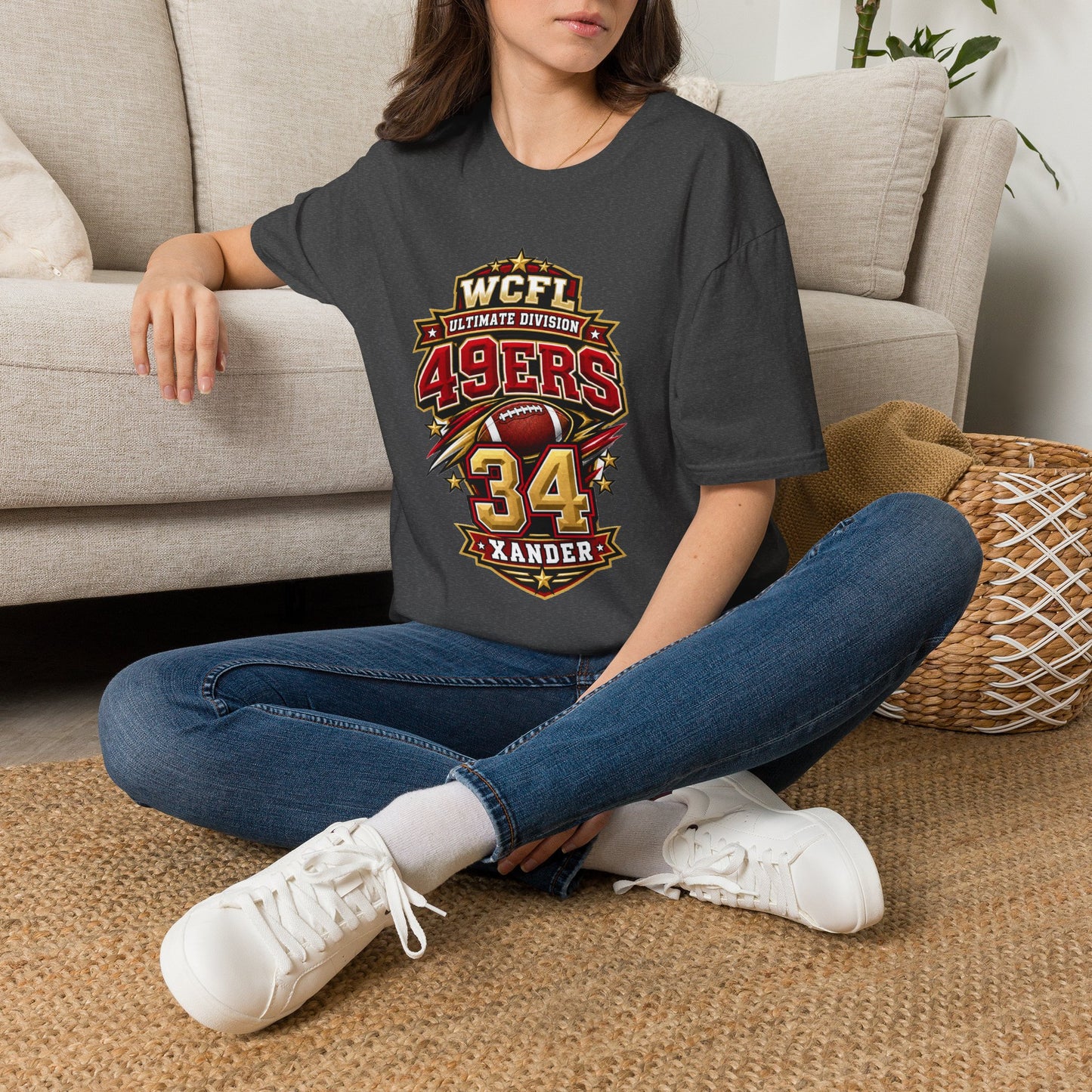 49ers WCFL Football Tee — Ultimate Division Jersey Shirt (Number 34 Xander)