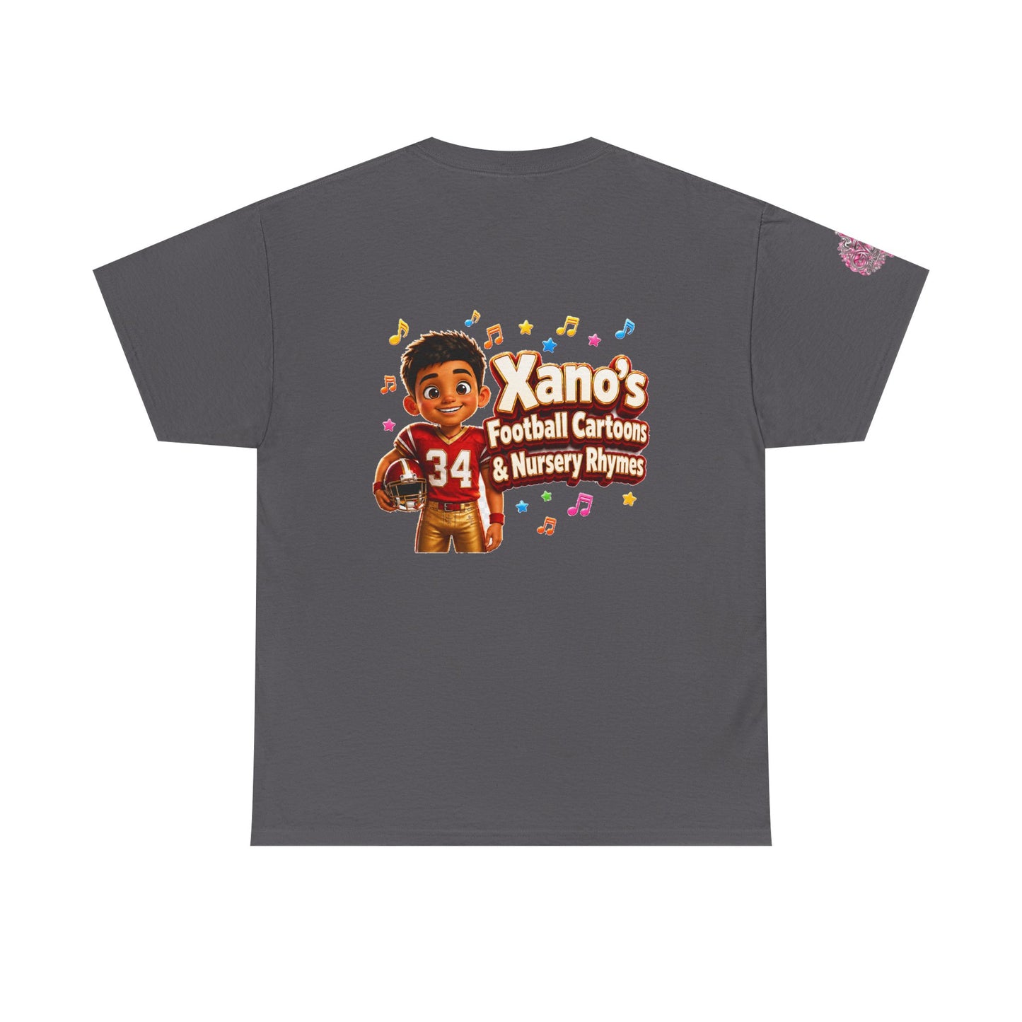 Kids Cartoon Football Tee — “Xano #34: Heart of a Champion” Cartoon Jersey