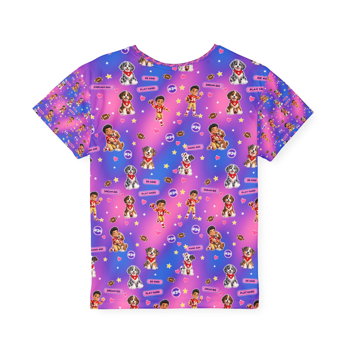 Kids Jersey — Colorful Football and Puppy  All-Over Print Sports Tee