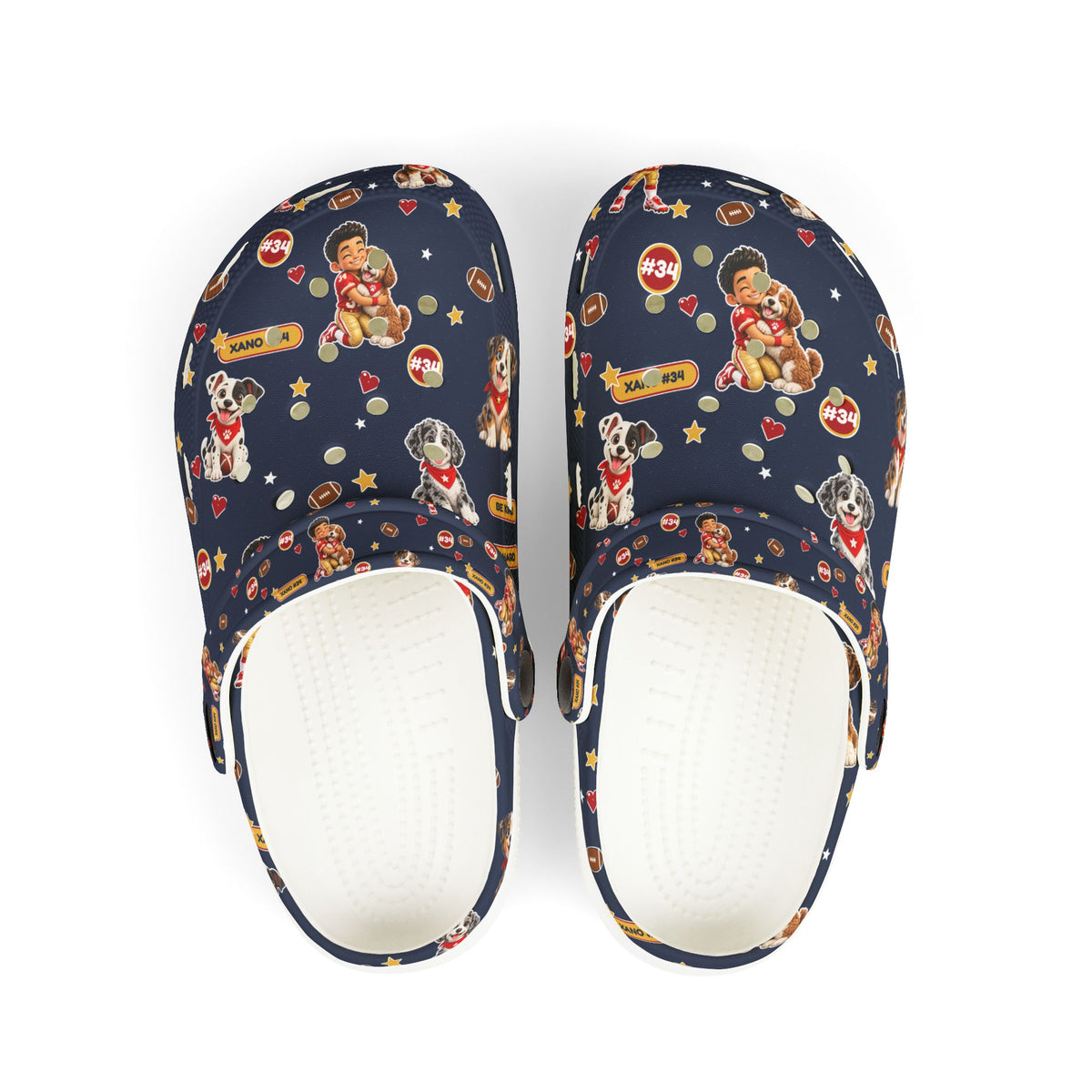 Kids Navy Puppy Pattern EVA Foam Clogs – Cute Dog Print Slip-On Shoes
