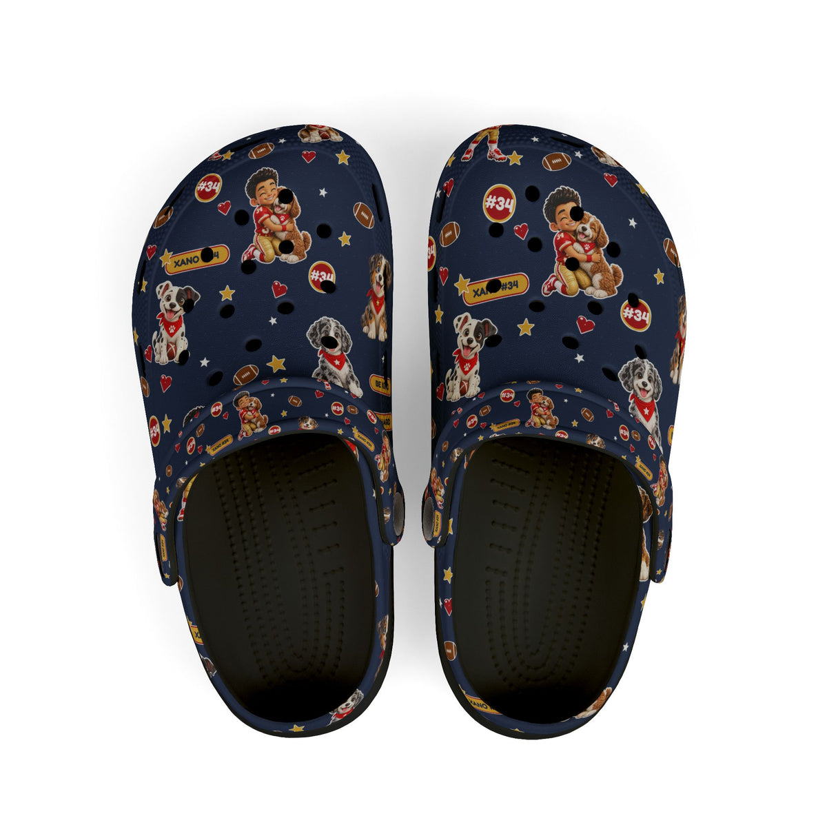 Kids Navy Puppy Pattern EVA Foam Clogs – Cute Dog Print Slip-On Shoes