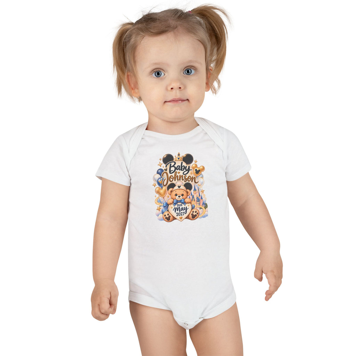 Custom Baby Short Sleeve Onesie – Disney Family Vacation Character Design