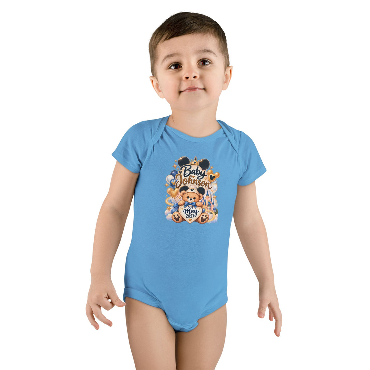 Custom Baby Short Sleeve Onesie – Disney Family Vacation Character Design