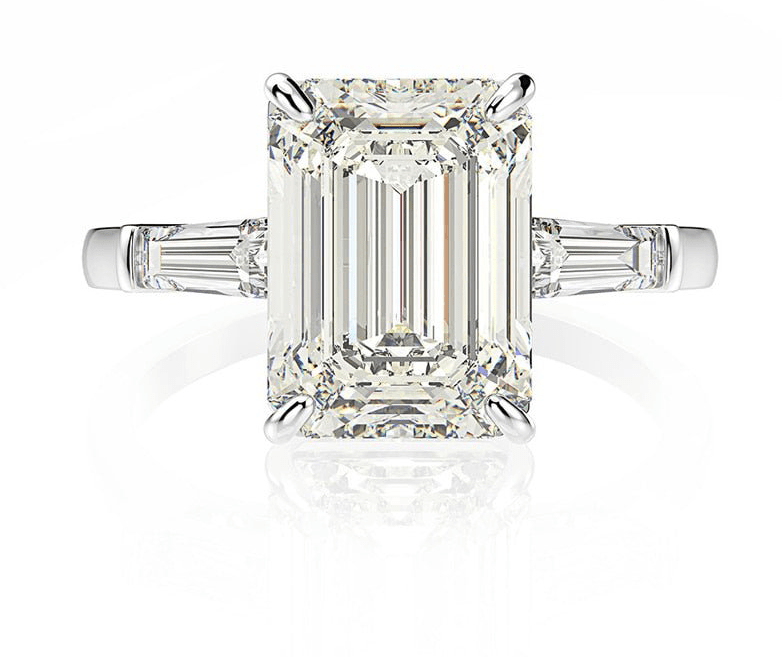 925 Sterling Silver Emerald Cut Created Moissanite Gemstone - Getmgirlzworld Shop