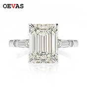 925 Sterling Silver Emerald Cut Created Moissanite Gemstone