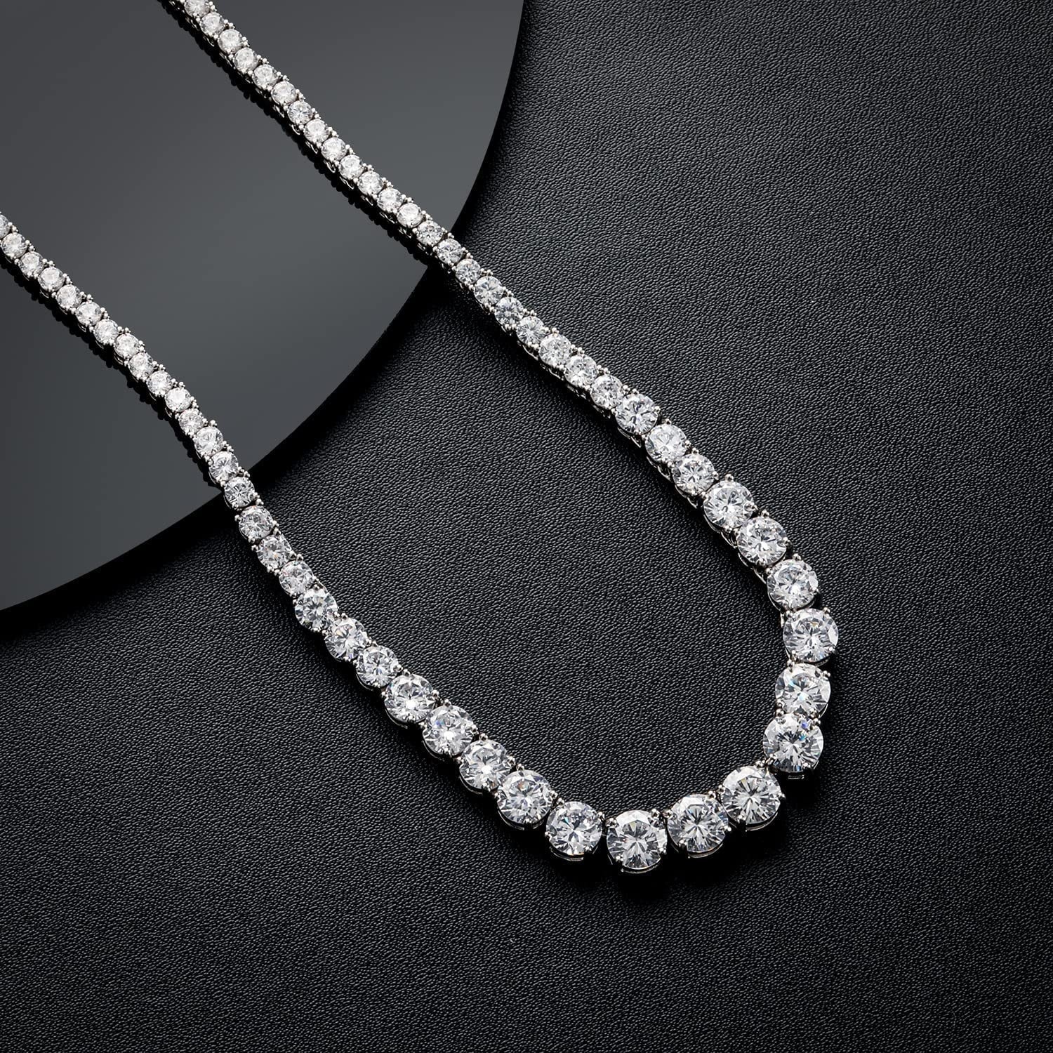 925 Sterling Silver Tennis Chain Necklace | Moissanite Tennis Necklace - Getmgirlzworld Shop