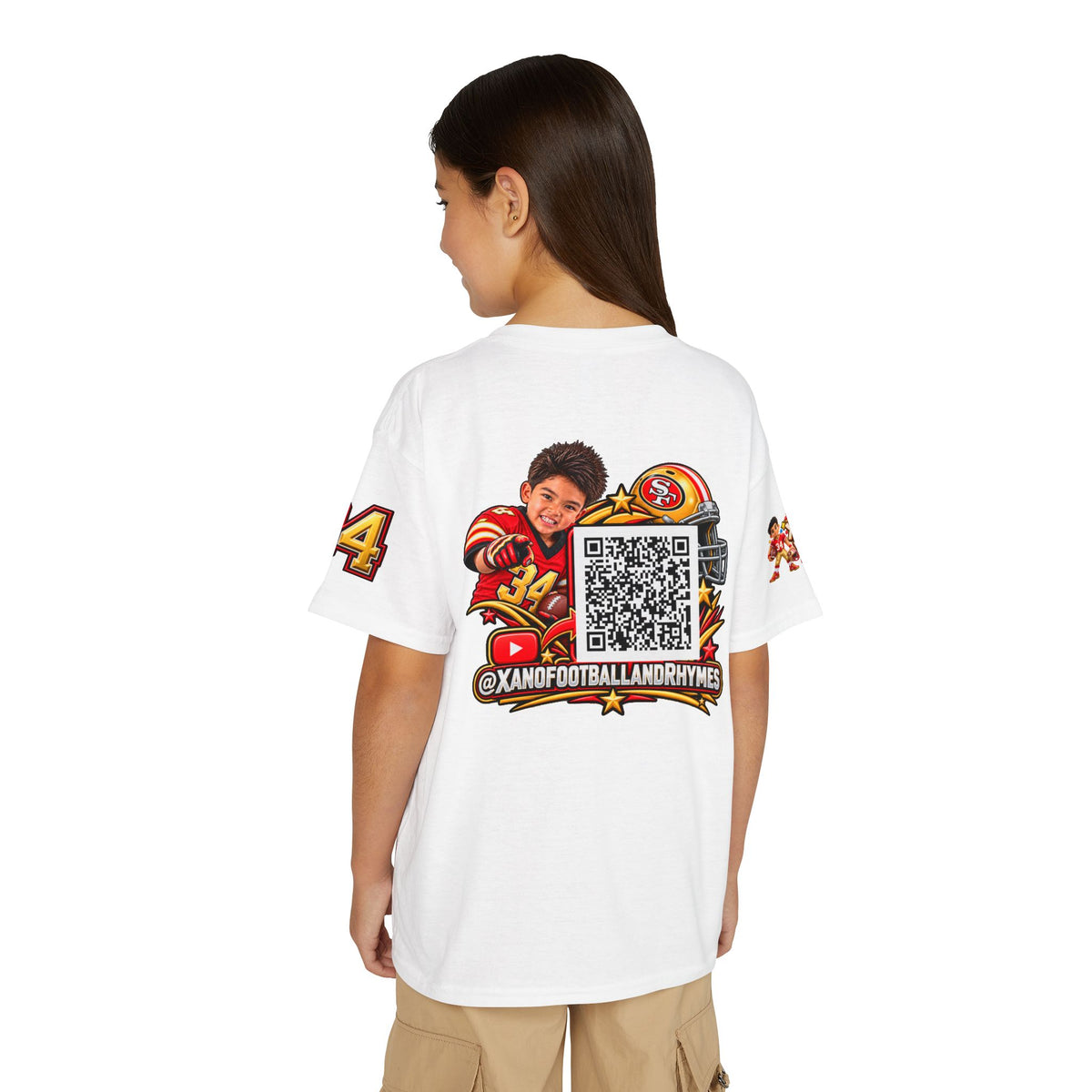 Youth Football Kid's T Shirt — "Xano #34: Heart of a Champion" Kids Tee