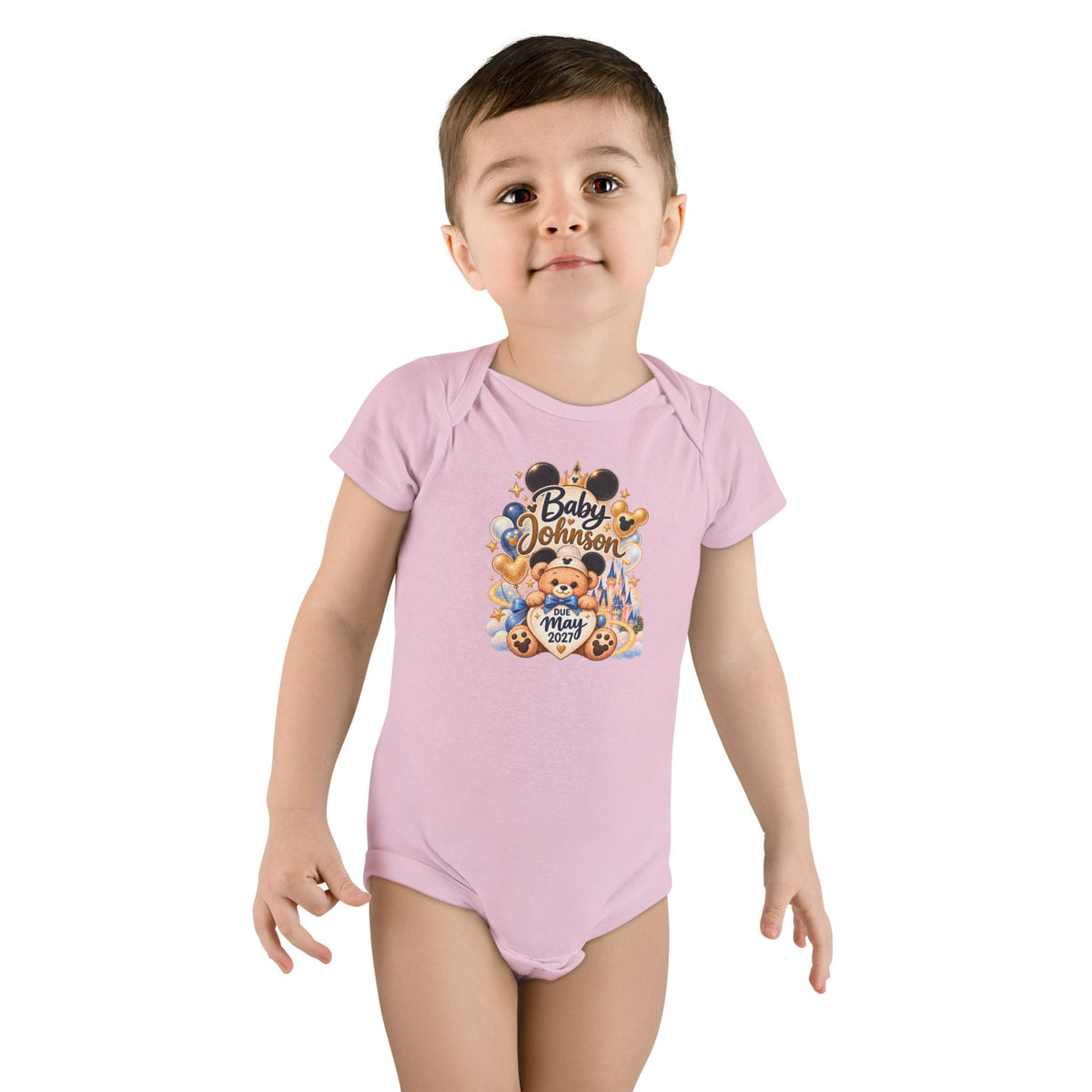 Custom Baby Short Sleeve Onesie – Disney Family Vacation Character Design