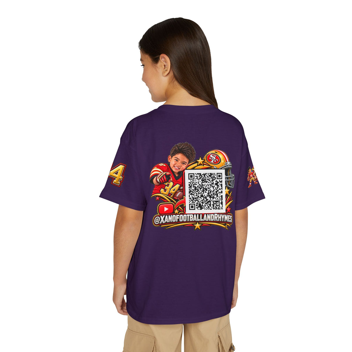 Youth Football Kid's T Shirt — "Xano #34: Heart of a Champion" Kids Tee