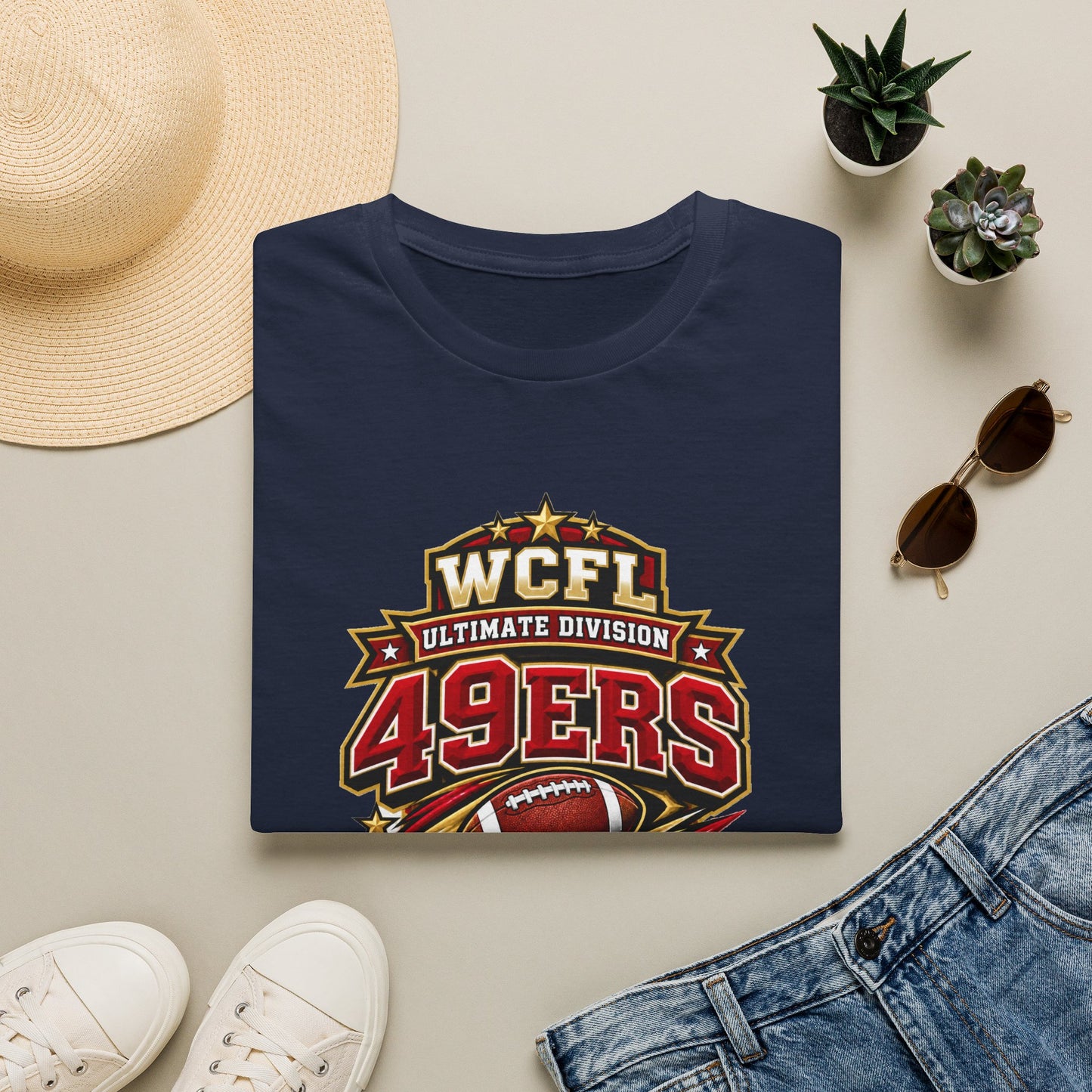 49ers WCFL Football Tee — Ultimate Division Jersey Shirt (Number 34 Xander)