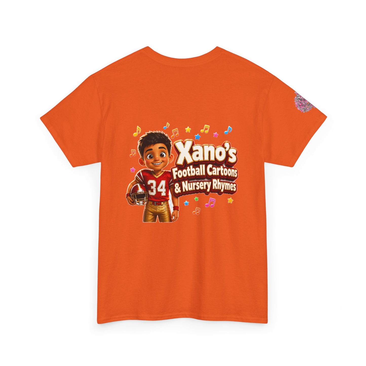 Kids Cartoon Football Tee — “Xano #34: Heart of a Champion” Cartoon Jersey