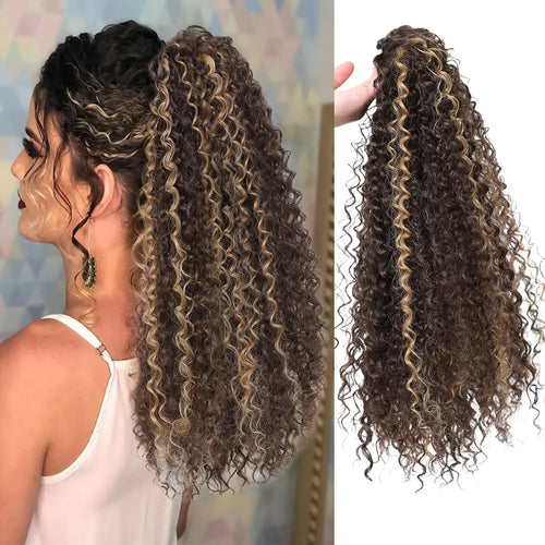 Long Afro Curly Drawstring Ponytail Synthetic Puffy Kinky Curly