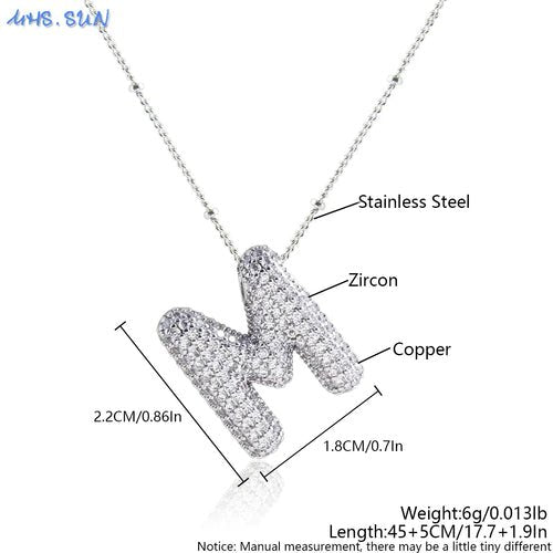 Bubble Initial Necklace Letter A - Z Silver Color - Getmgirlzworld Shop