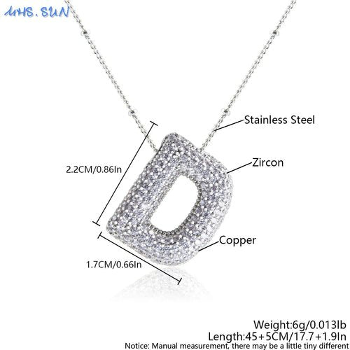 Bubble Initial Necklace Letter A - Z Silver Color - Getmgirlzworld Shop