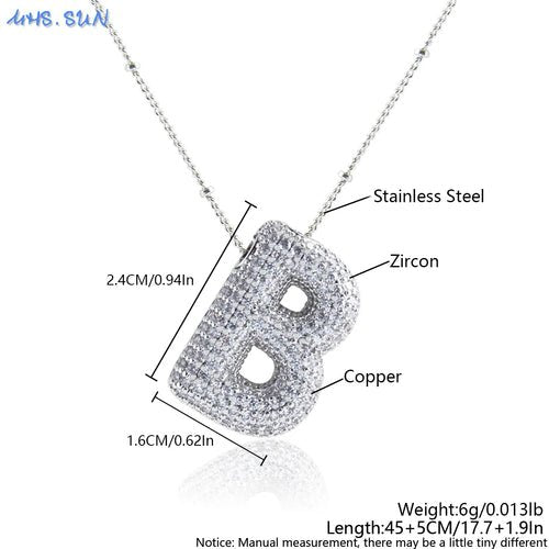 Bubble Initial Necklace Letter A - Z Silver Color - Getmgirlzworld Shop