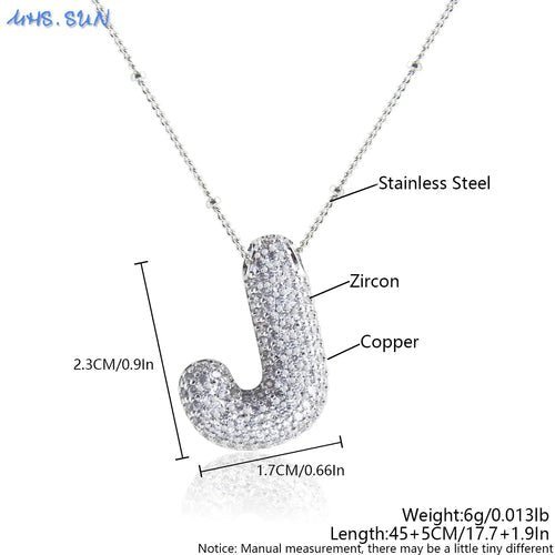 Bubble Initial Necklace Letter A - Z Silver Color - Getmgirlzworld Shop