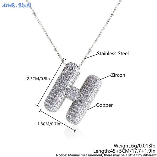 Bubble Initial Necklace Letter A - Z Silver Color - Getmgirlzworld Shop