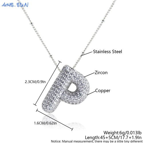 Bubble Initial Necklace Letter A - Z Silver Color - Getmgirlzworld Shop